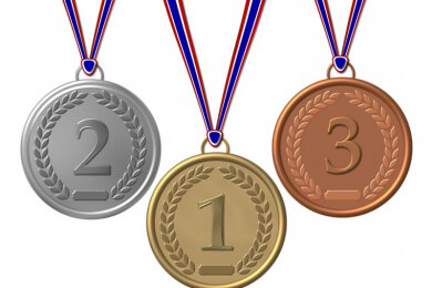 2ND Platz Medaillen x 10 Metall/50MM/Gold-Silber oder Bronze/Zertifikate 