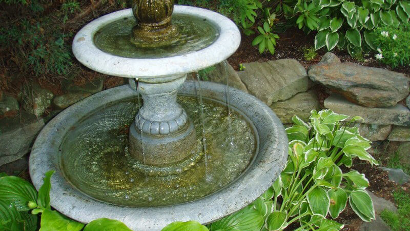 Mit Wasserelementen im Garten, z.B. in Form eines Miniteichs, kann man stilvolle Akzente setzen - als Wasserdusche oder Schwimmteich ist es zudem sehr nützlich