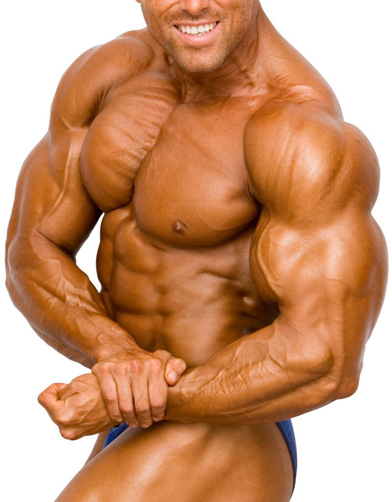 Körper eines Bodybuilders auf weißem Hintergrund Körper eines Bodybuilders auf weißem Hintergrund