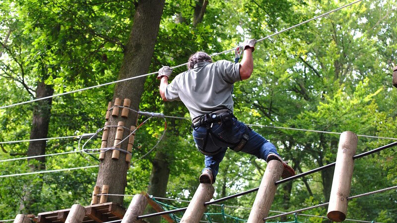 Infos zum Niedrigseilgarten, Hochseilgarten, Waldseilgarten und Co