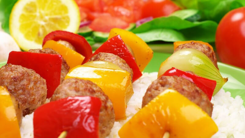 Nahaufnahme Grillspieße